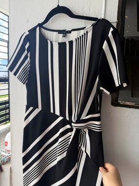 Tiana B. Monochrome Vertical Stripe Dress
